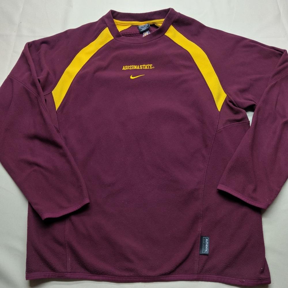 Nike Arizona State Sun Devils Therma-FIT Fleece Pullover Maroon Gold Mens Small